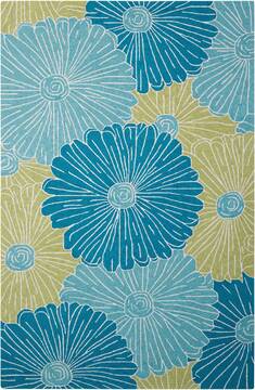 Nourison Fantasy Blue Rectangle 5x8 ft Polyester Carpet 98083