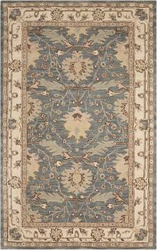 Nourison India House Blue Rectangle 5x8 ft Wool Carpet 99050