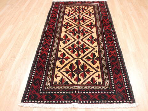 Baluch Beige Hand Knotted 35 X 66  Area Rug 100-10573 Image 1