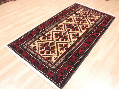 Baluch Beige Hand Knotted 35 X 66  Area Rug 100-10573 Image 3