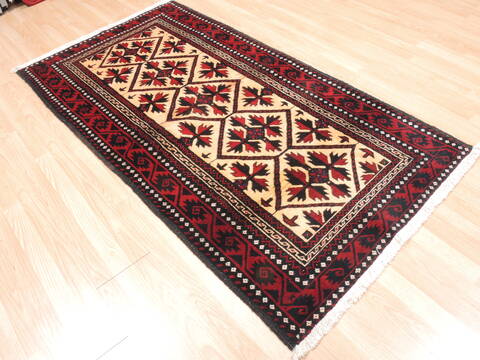 Baluch Beige Hand Knotted 35 X 66  Area Rug 100-10573 Image 4