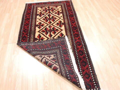 Baluch Beige Hand Knotted 35 X 66  Area Rug 100-10573 Image 6