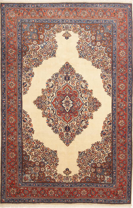 Sarouk Beige Hand Knotted 70 X 108  Area Rug 100-10748 Image 0