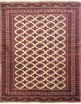 Turkman Cream Square Hand Knotted 7'0" X 8'6"  Area Rug 100-10821
