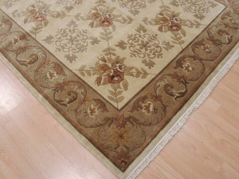 Indo-Nepal Cream Hand Knotted 56 X 80  Area Rug 100-10825 Image 11