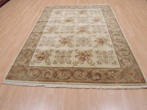 Indo-Nepal Cream Hand Knotted 56 X 80  Area Rug 100-10825 Image 1