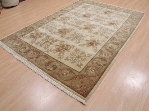 Indo-Nepal Cream Hand Knotted 56 X 80  Area Rug 100-10825 Image 2