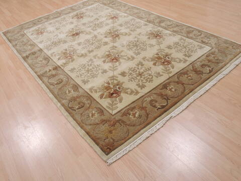 Indo-Nepal Cream Hand Knotted 56 X 80  Area Rug 100-10825 Image 3