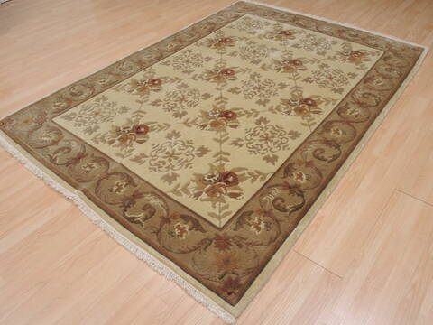 Indo-Nepal Cream Hand Knotted 56 X 80  Area Rug 100-10825 Image 4