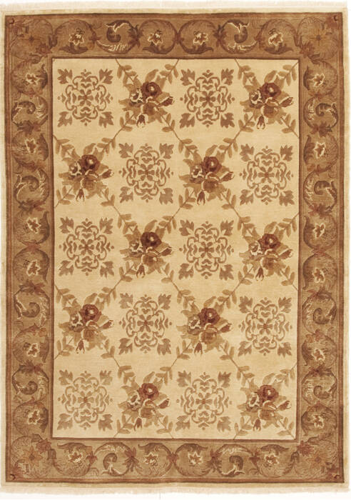 Indo-Nepal Cream Hand Knotted 56 X 80  Area Rug 100-10825 Image 0