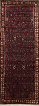 Hamedan Blue Runner Hand Knotted 3'8" X 9'11"  Area Rug 100-10852