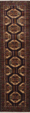 Hamedan Blue Runner Hand Knotted 3'3" X 12'4"  Area Rug 100-10854