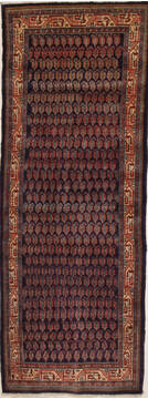 Hamedan Blue Runner Hand Knotted 3'5" X 9'11"  Area Rug 100-10868
