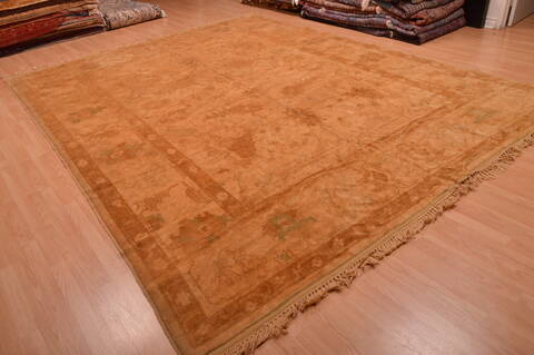 Oushak Beige Hand Knotted 100 X 128  Area Rug 100-105893 Image 3