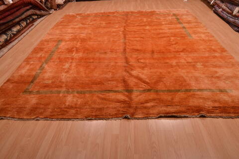 Gabbeh Orange Hand Knotted 100 X 121  Area Rug 100-105896 Image 1