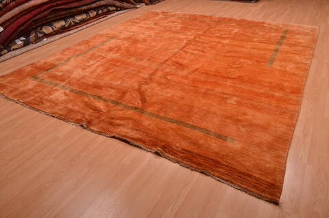 Gabbeh Orange Hand Knotted 100 X 121  Area Rug 100-105896 Image 2