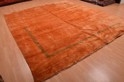 Gabbeh Orange Hand Knotted 100 X 121  Area Rug 100-105896 Image 3