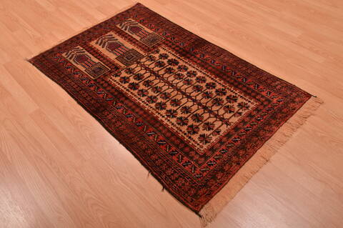 Baluch Beige Hand Knotted 30 X 48  Area Rug 100-105909 Image 3