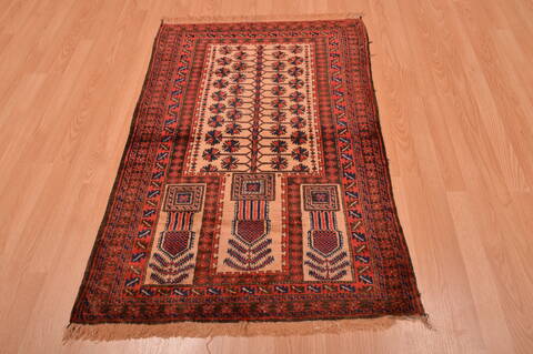 Baluch Beige Hand Knotted 30 X 48  Area Rug 100-105909 Image 4