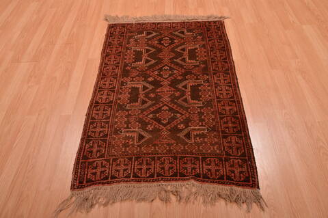 Baluch Brown Hand Knotted 29 X 45  Area Rug 100-105913 Image 1