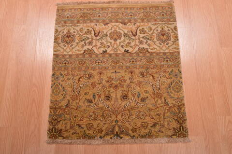 Modern Beige Square Hand Knotted 20 X 23  Area Rug 100-108987 Image 1