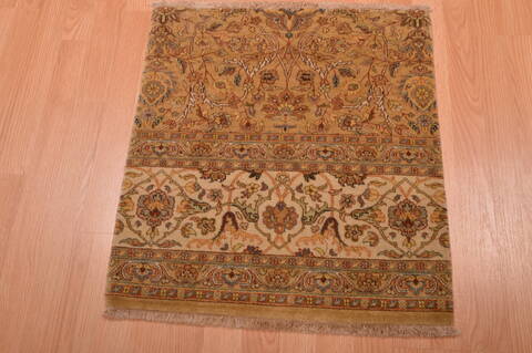 Modern Beige Square Hand Knotted 20 X 23  Area Rug 100-108987 Image 4