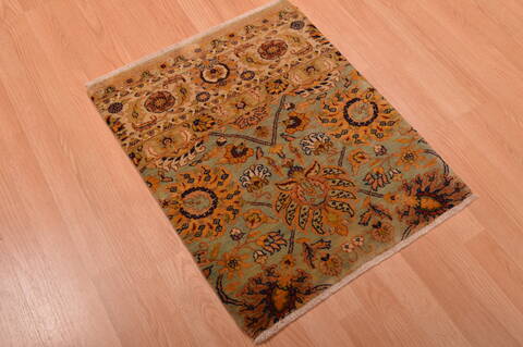 Modern Beige Square Hand Knotted 20 X 25  Area Rug 100-108988 Image 1