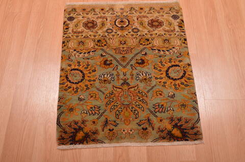 Modern Beige Square Hand Knotted 20 X 25  Area Rug 100-108988 Image 2