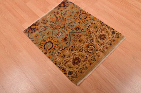 Modern Beige Square Hand Knotted 20 X 25  Area Rug 100-108988 Image 3