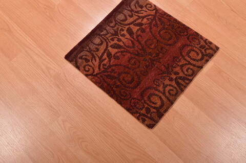 Modern Red Hand Knotted 16 X 17  Area Rug 100-108989 Image 2