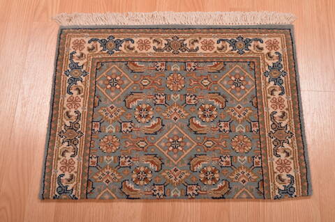 Indo-Persian Green Square Hand Knotted 16 X 20  Area Rug 100-108992 Image 1