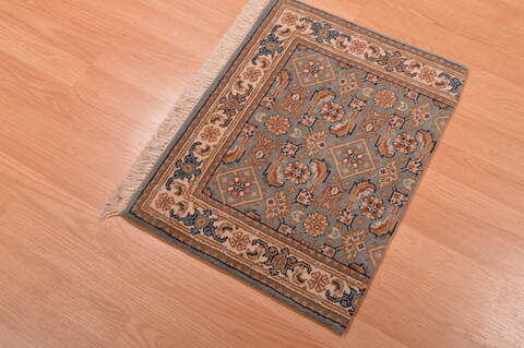 Indo-Persian Green Square Hand Knotted 16 X 20  Area Rug 100-108992 Image 3