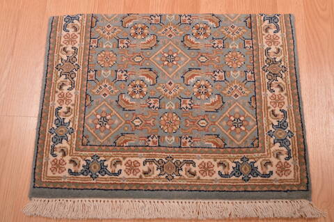 Indo-Persian Green Square Hand Knotted 16 X 20  Area Rug 100-108992 Image 4