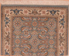 Indo-Persian Green Square Hand Knotted 1'6" X 2'0"  Area Rug 100-108992