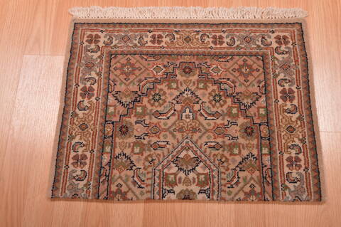 Indo-Persian Beige Square Hand Knotted 16 X 21  Area Rug 100-108993 Image 1