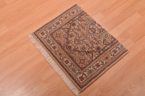 Indo-Persian Beige Square Hand Knotted 16 X 21  Area Rug 100-108993 Image 3