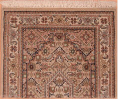 Indo-Persian Beige Square Hand Knotted 1'6" X 2'1"  Area Rug 100-108993