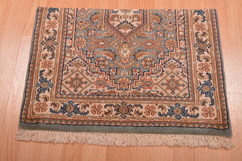 Indo-Persian Green Square Hand Knotted 16 X 21  Area Rug 100-108994 Image 1