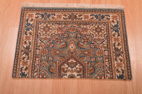Indo-Persian Green Square Hand Knotted 16 X 21  Area Rug 100-108994 Image 5