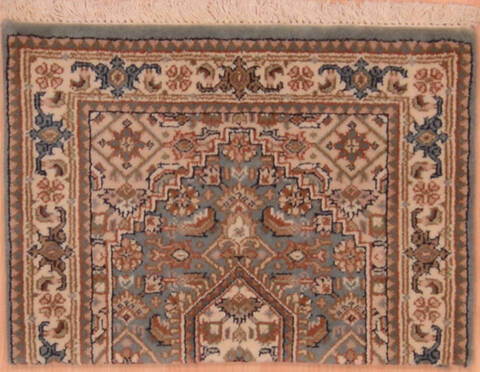 Indo-Persian Green Square Hand Knotted 16 X 21  Area Rug 100-108994 Image 0
