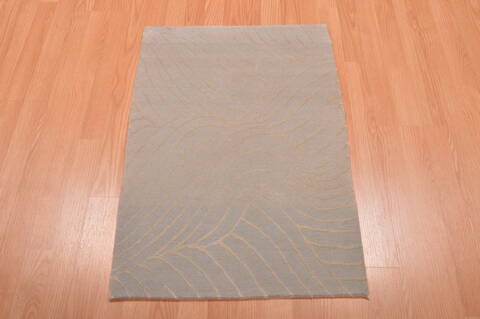 Modern Blue Hand Knotted 20 X 211  Area Rug 100-108999 Image 1