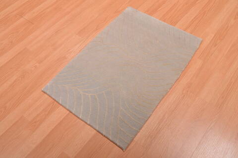 Modern Blue Hand Knotted 20 X 211  Area Rug 100-108999 Image 2
