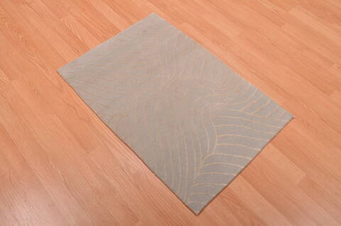 Modern Blue Hand Knotted 20 X 211  Area Rug 100-108999 Image 3