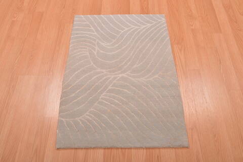 Modern Blue Hand Knotted 20 X 211  Area Rug 100-108999 Image 4