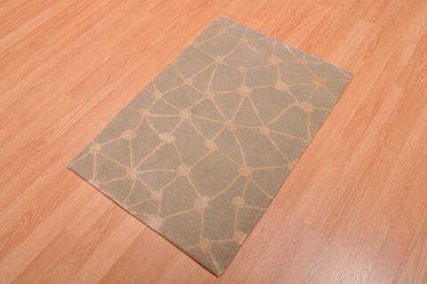 Modern Blue Hand Knotted 20 X 30  Area Rug 100-109000 Image 1