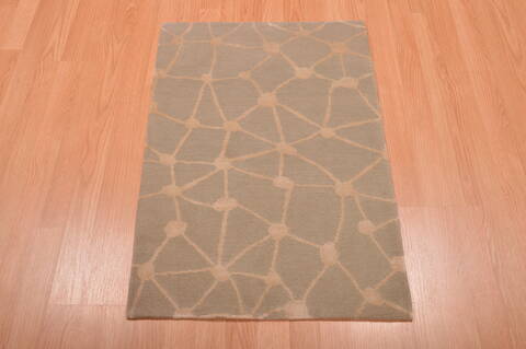 Modern Blue Hand Knotted 20 X 30  Area Rug 100-109000 Image 2