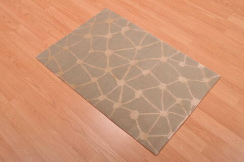 Modern Blue Hand Knotted 20 X 30  Area Rug 100-109000 Image 3