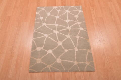 Modern Blue Hand Knotted 20 X 30  Area Rug 100-109000 Image 4