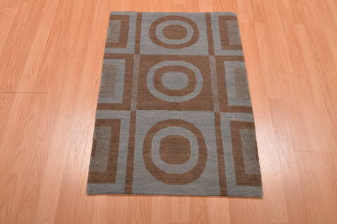 Modern Blue Hand Knotted 20 X 30  Area Rug 100-109002 Image 1