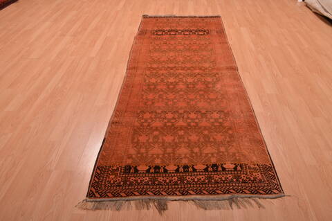 Khan Mohammadi Brown Runner Hand Knotted 33 X 90  Area Rug 100-109055 Image 1